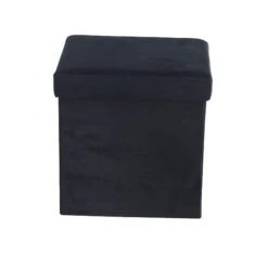 17" Modern Fabric Storage Stool Black