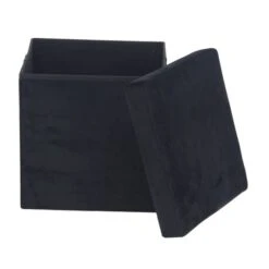 17" Modern Fabric Storage Stool Black -Michaels Decor Sale D304111S 3