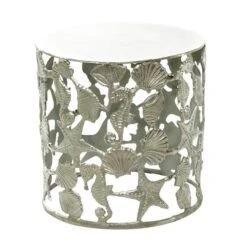 18" Silver Coastal Aluminum Accent Table -Michaels Decor Sale D305006S 2
