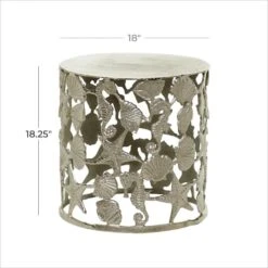 18" Silver Coastal Aluminum Accent Table -Michaels Decor Sale D305006S 5