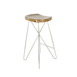 30" Light Brown Mango Wood & Metal Contemporary Bar Stool -Michaels Decor Sale D305020S 5