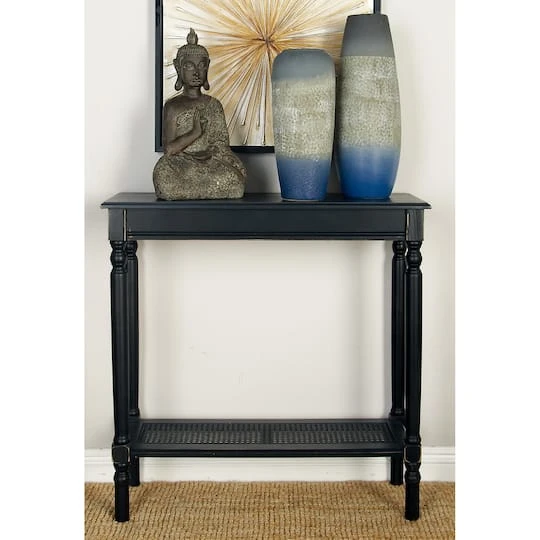 32" Black Traditional Wooden Console Table 5 32" Black Traditional Wooden Console Table - Image 3