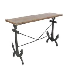 48" Brown Coastal Metal Console Table