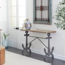 48" Brown Coastal Metal Console Table -Michaels Decor Sale D305044S 8