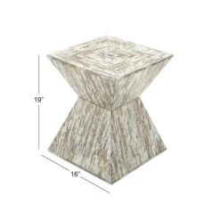 19" Multi Mussel Shells & Wood Contemporary Accent Table -Michaels Decor Sale D305059S 4