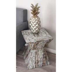19" Multi Mussel Shells & Wood Contemporary Accent Table -Michaels Decor Sale D305059S 5