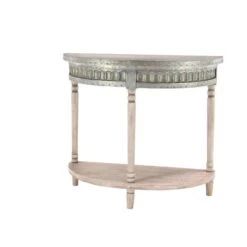 36" Beige Farmhouse Metal Console Table