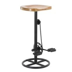 32" Brown Iron Industrial Bar Stool