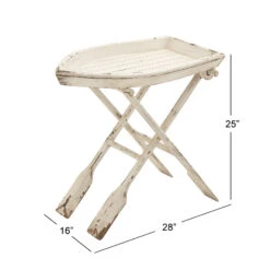 25" White Chinese Fir Coastal Accent Table -Michaels Decor Sale D305120S 4