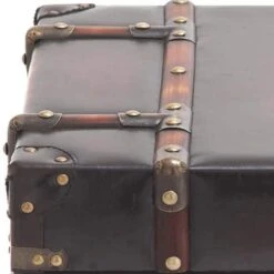 23" Dark Brown Faux Leather & Wood Traditional Cabinet -Michaels Decor Sale D305140S 3