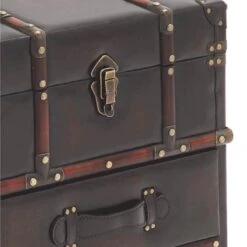 23" Dark Brown Faux Leather & Wood Traditional Cabinet -Michaels Decor Sale D305140S 4