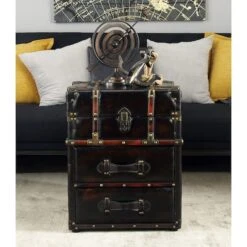 23" Dark Brown Faux Leather & Wood Traditional Cabinet -Michaels Decor Sale D305140S 6