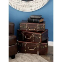 Brown Faux Leather Vintage Trunks, 3ct. -Michaels Decor Sale D305154S 10
