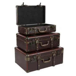 Brown Faux Leather Vintage Trunks, 3ct. -Michaels Decor Sale D305154S 2