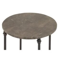 2ft. Black Iron & Brown Marble Traditional Accent Table -Michaels Decor Sale D305171S 2