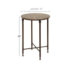 2ft. Black Iron & Brown Marble Traditional Accent Table -Michaels Decor Sale D305171S 3