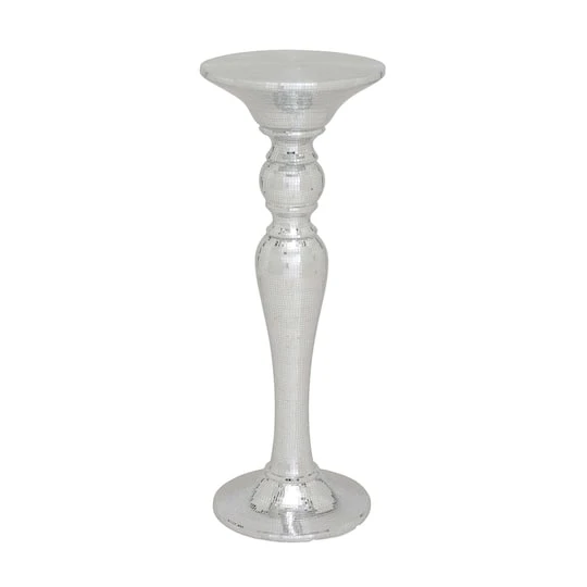 3ft. Silver Polystone Glam Pedestal Table 3 3ft. Silver Polystone Glam Pedestal Table