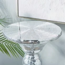 3ft. Silver Polystone Glam Pedestal Table 10 3ft. Silver Polystone Glam Pedestal Table -Michaels Decor Sale D305198S 3