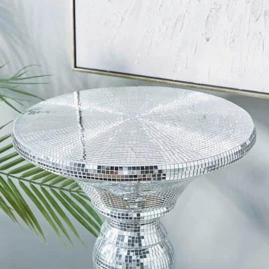 3ft. Silver Polystone Glam Pedestal Table 5 3ft. Silver Polystone Glam Pedestal Table - Image 3