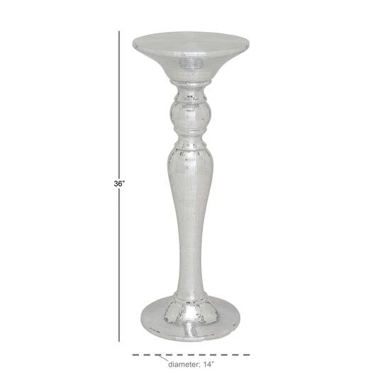 3ft. Silver Polystone Glam Pedestal Table 7 3ft. Silver Polystone Glam Pedestal Table - Image 5