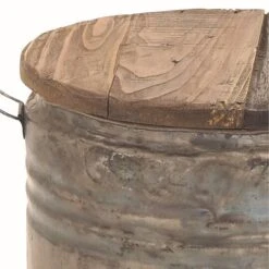 20" Gray Tin & Wood Farmhouse Stool Table -Michaels Decor Sale D305212S 3