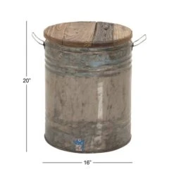 20" Gray Tin & Wood Farmhouse Stool Table -Michaels Decor Sale D305212S 4