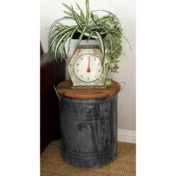 20" Gray Tin & Wood Farmhouse Stool Table -Michaels Decor Sale D305212S 5