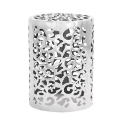 18" Silver Hollow Aluminum Contemporary Stool -Michaels Decor Sale D305223S 1 1