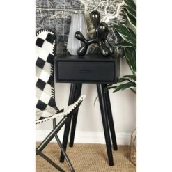 28" Black Pine Modern Accent Table -Michaels Decor Sale D305228S 9