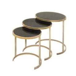 Contemporary Metal Accent Table Set Gold