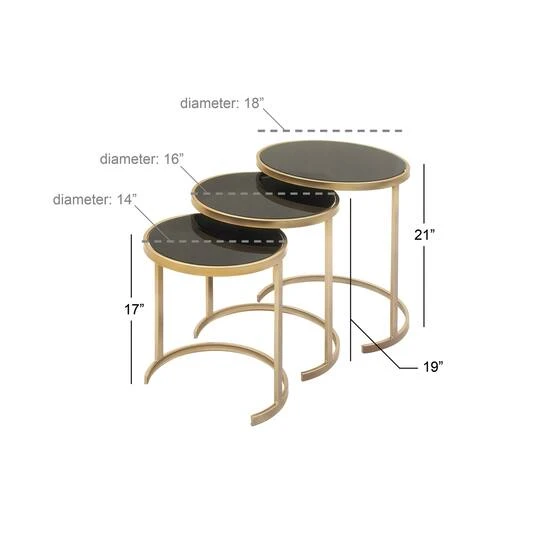 Contemporary Metal Accent Table Set Gold 11 Contemporary Metal Accent Table Set Gold - Image 9