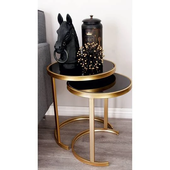 Contemporary Metal Accent Table Set Gold 12 Contemporary Metal Accent Table Set Gold - Image 10