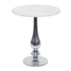 2ft. White Marble And Aluminum Traditional Accent Table -Michaels Decor Sale D305294S 2