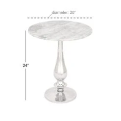 2ft. White Marble And Aluminum Traditional Accent Table -Michaels Decor Sale D305294S 6