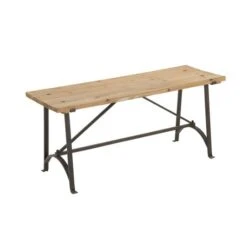 3.5ft. Beige Chinese Fir And Metal Industrial Bench -Michaels Decor Sale D305299S 2
