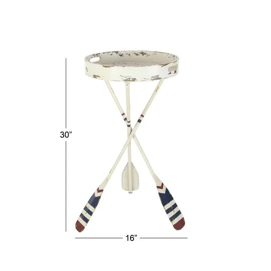 2.5ft. White Iron Coastal Accent Table 6 2.5ft. White Iron Coastal Accent Table - Image 4