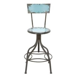 41" Metal Vintage Bar Chair Aqua