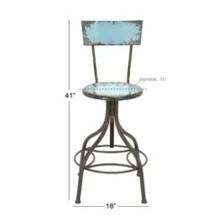 41" Metal Vintage Bar Chair Aqua -Michaels Decor Sale D305370S 7