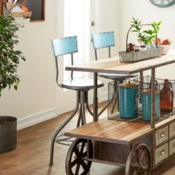 41" Metal Vintage Bar Chair Aqua -Michaels Decor Sale D305370S 8