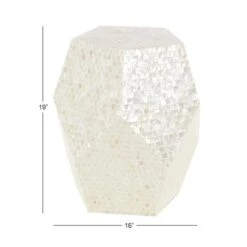 19'' Cream Mussel Shells And Wood Contemporary Accent Table -Michaels Decor Sale D305372S 5