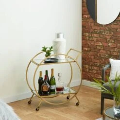 Gold Iron & Mirror Contemporary Bar Cart -Michaels Decor Sale D305374S 7