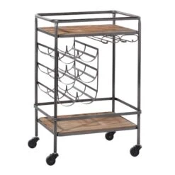 2-Tier Brown Chinese Fir And Metal Industrial Bar Cart 15 2-Tier Brown Chinese Fir And Metal Industrial Bar Cart -Michaels Decor Sale D305400S 4