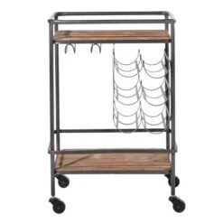 2-Tier Brown Chinese Fir And Metal Industrial Bar Cart 16 2-Tier Brown Chinese Fir And Metal Industrial Bar Cart -Michaels Decor Sale D305400S 6