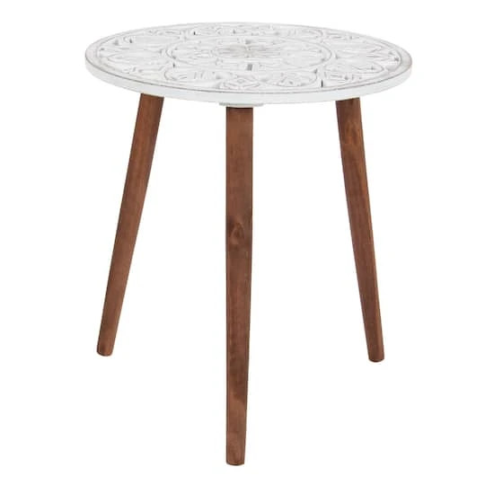 White Wood Contemporary Accent Table 4 White Wood Contemporary Accent Table - Image 2