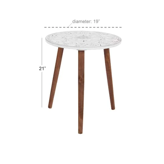 White Wood Contemporary Accent Table 6 White Wood Contemporary Accent Table - Image 4