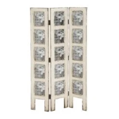 White Wood Farmhouse Room Divider Screen