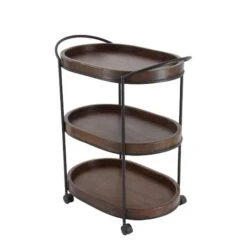 3-Tier Brown Pine & Metal Traditional Bar Cart 14 3-Tier Brown Pine & Metal Traditional Bar Cart -Michaels Decor Sale D305450S 4