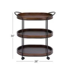 3-Tier Brown Pine & Metal Traditional Bar Cart 16 3-Tier Brown Pine & Metal Traditional Bar Cart -Michaels Decor Sale D305450S 6