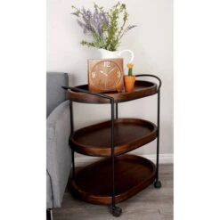 3-Tier Brown Pine & Metal Traditional Bar Cart 17 3-Tier Brown Pine & Metal Traditional Bar Cart -Michaels Decor Sale D305450S 7