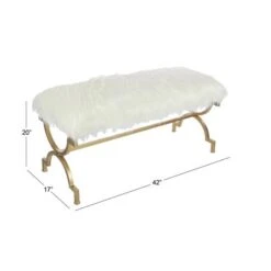 White Fur & Metal Contemporary Bench 14 White Fur & Metal Contemporary Bench -Michaels Decor Sale D305458S 7